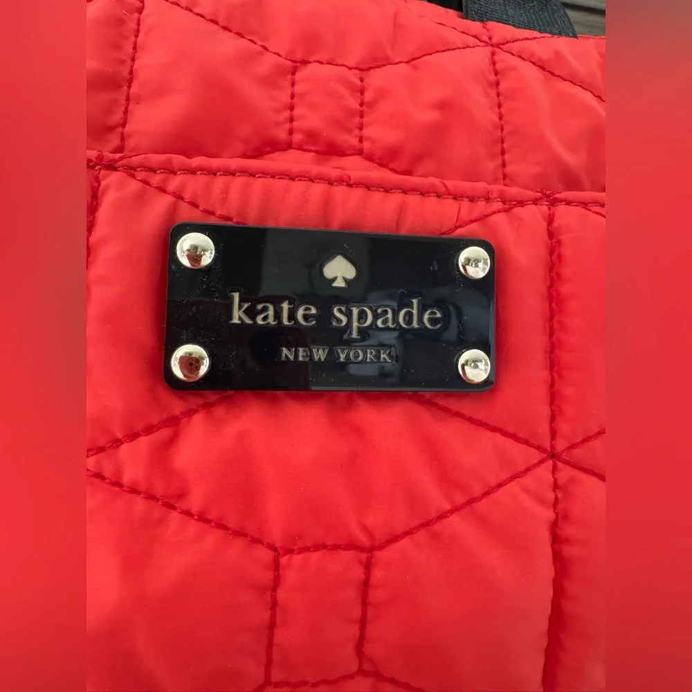 Kate Spade Quilted Bag EUC Signature Spade Quilted Chad Laptop Bag Red Orange